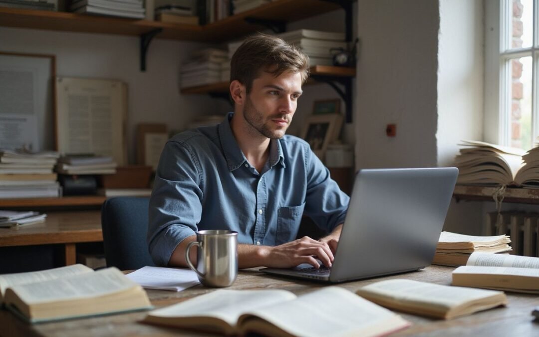 expert working on laptop